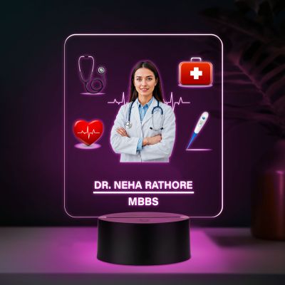 Personalized Doctor LED Night Lamp, Birthday Gift for Doctor Thankyou Gift for Doctor & Nurse Medical Student Gift Automatic Color Changing Light